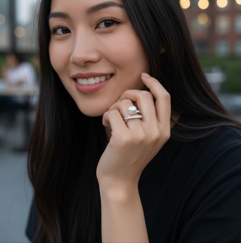 Silver 925 Freshwater Pearl Ring
